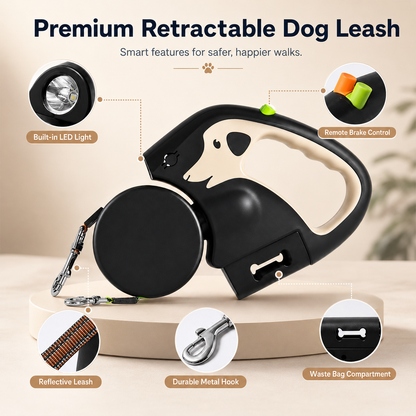 Auto Retractable Dog Leash 3M Extendable Rope For 2 Dogs