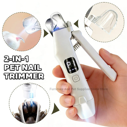 2 IN 1 Electric Pet Nail Trimmer with LED Lights