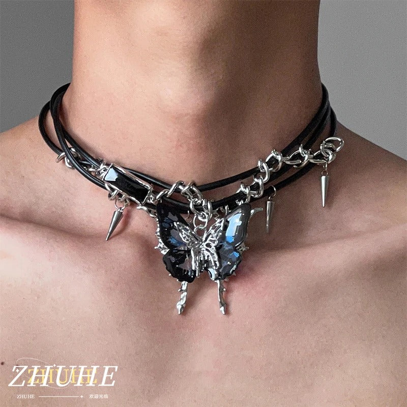 Butterfly Zircon Necklace New Gothic Style
