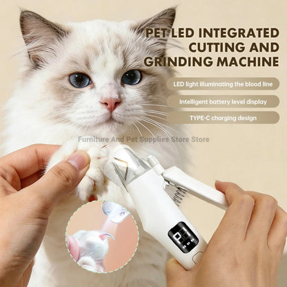 2 IN 1 Electric Pet Nail Trimmer with LED Lights