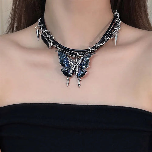 Butterfly Zircon Necklace New Gothic Style