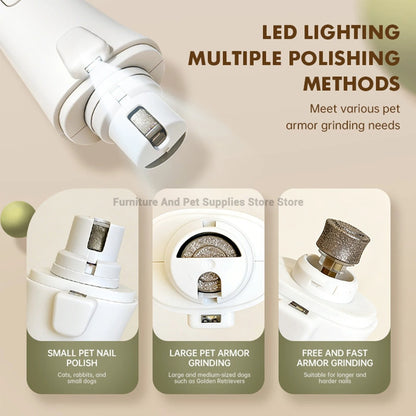 2 IN 1 Electric Pet Nail Trimmer with LED Lights