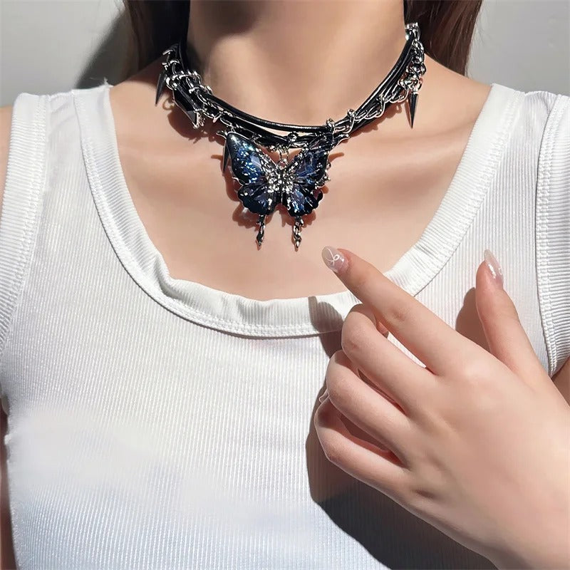 Butterfly Zircon Necklace New Gothic Style