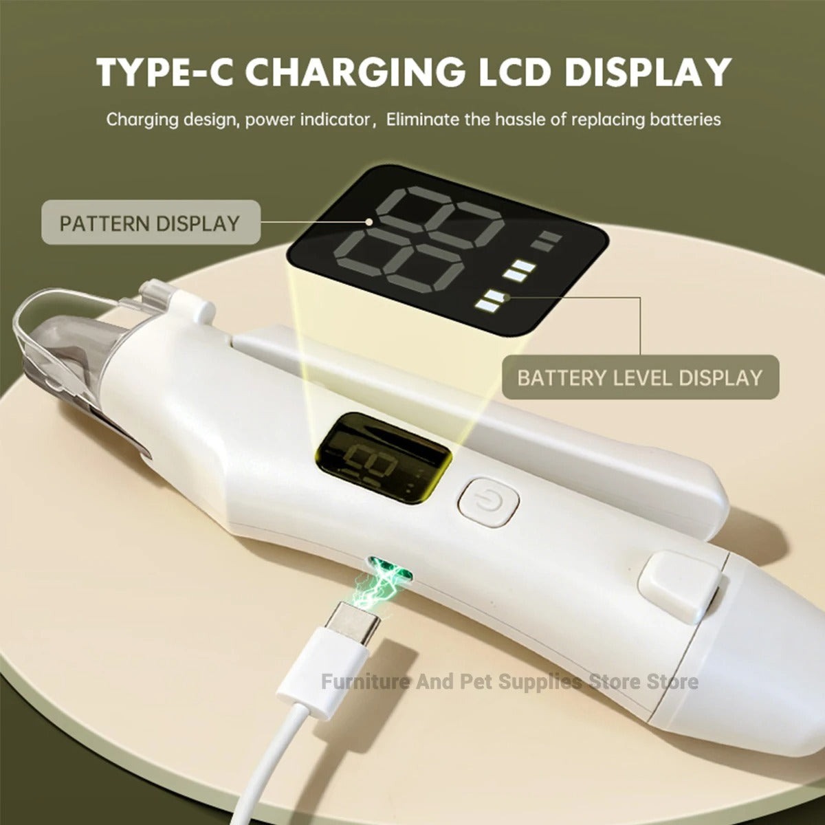 2 IN 1 Electric Pet Nail Trimmer with LED Lights