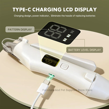 2 IN 1 Electric Pet Nail Trimmer with LED Lights